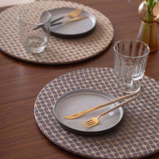 丸形ランチョンマット Calm Round Luncheon mat／カルム プレイスマットあり スノー インディゴ