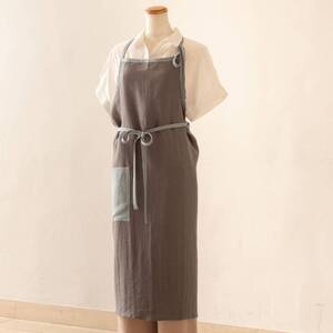 エプロン lithuania linen Apron／リトアニアリネン グレー