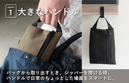 【スピード発送】ハンドルポーチ ネイビー 撥水生地