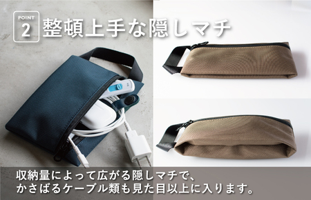 【スピード発送】ハンドルポーチ ネイビー 撥水生地