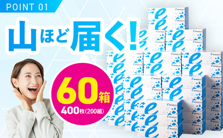 【ふるなびWEEK対象】ボックスティッシュ 60箱×400枚(200組) FN-Limited-PR