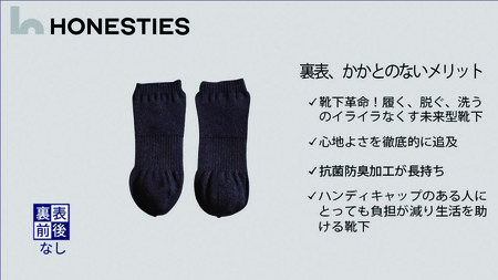 [UNISEX]裏表・かかとなし ショートソックス720° M(黒) 2足 ユニセックス