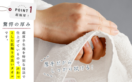 【お試し】極厚ハンドタオル 3枚 ホワイト 泉州タオル