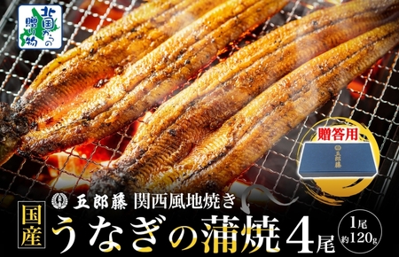 【贈答用】五郎藤 関西風地焼き 国産有頭旨鰻 120g×4尾 計約480g うなぎ ウナギ 蒲焼き 炭火