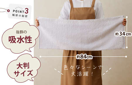 極厚フェイスタオル 8枚 ホワイト 泉州タオル