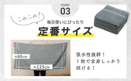 濃色カラー バスタオル 2枚(グレー)