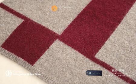 『Noble Fibre』100％カシミヤ・マフラー ワインインターシャ