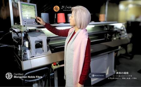 『Noble Fibre』100％カシミヤ・マフラー 桜色インターシャ