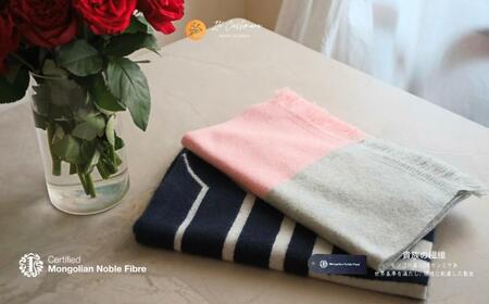 『Noble Fibre』100％カシミヤ・マフラー 桜色インターシャ