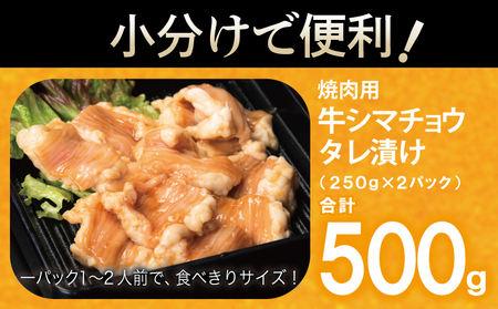 牛シマチョウ 焼肉用 タレ漬け 500g