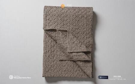 『Noble Fibre』100％ヤク・マフラー メッシュ グレー