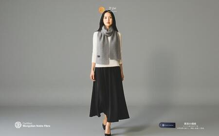 『Noble Fibre』100％ヤク・マフラー メッシュ グレー