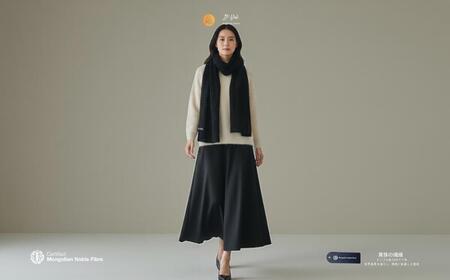 『Noble Fibre』100％ヤク・マフラー メッシュ ブラック