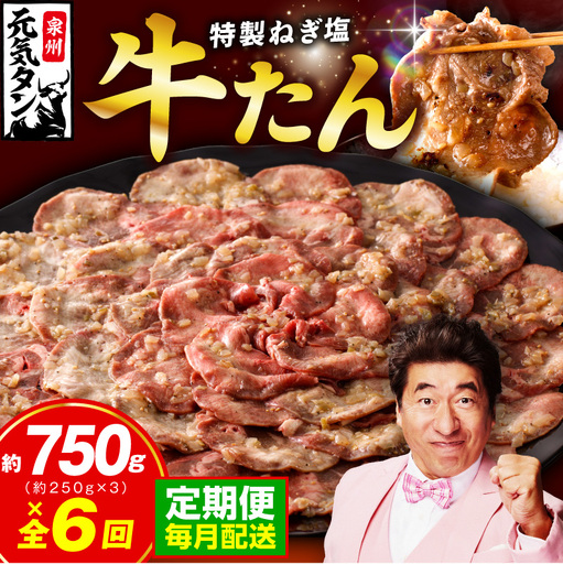【定期便】ねぎ塩 牛たん 750g 全6回