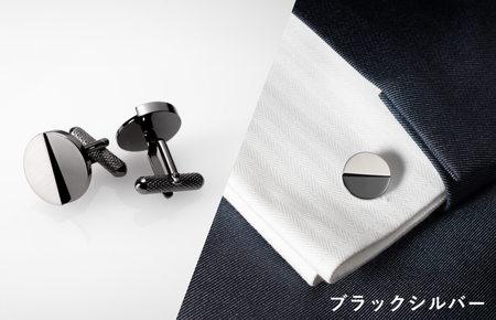 ジオメトリック カフス（丸形） ブラックシルバー
