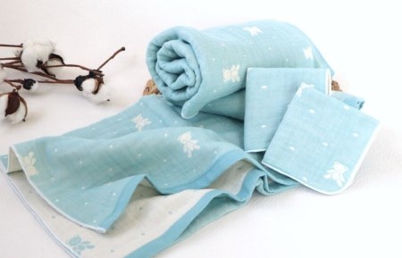 多重ガーゼケット&タオルセット【ブルー】