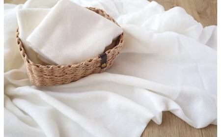 【tissu de coton/ハニカム織】泉州南部織 BED用ダブルシーツ&ピロー2枚(WH)