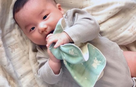 【babybear】多重ガーゼ miniバスタオルタオル&ハンカチ 4枚セット(ブルー)