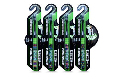 【日本製】歯ブラシ GReeeeN ハブラシ 黒(ヒデ)6本