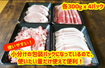 005A349 氷温(R)熟成豚 国産豚4種セット 1.2kg