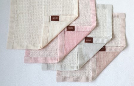 【オーガニックコットン100％】泉州南部織 ソフトワッフルハンカチ 4枚組