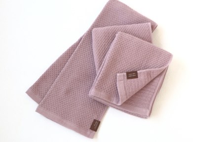 【ソフトハニカム】泉州南部織 フェイスタオル3枚セット（くすみ桜）+ソフトハニカム織ハーフハンカチ1枚