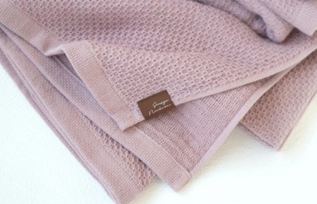 【ソフトハニカム】泉州南部織 バスタオル3枚セット(くすみ桜)+ソフトハニカム織ハーフハンカチ1枚