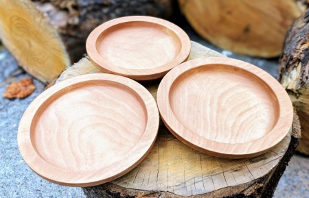 国産トチの木から作った丸皿(小)3枚セット