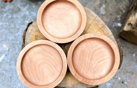 国産トチの木から作った丸皿(小)3枚セット