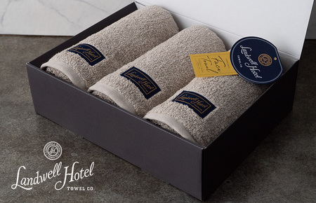 【TVで紹介!】Landwell Hotel フェイスタオル 3枚 グレー ギフト 贈り物