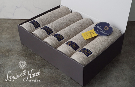 【TVで紹介!】Landwell Hotel フェイスタオル 5枚 グレー ギフト 贈り物