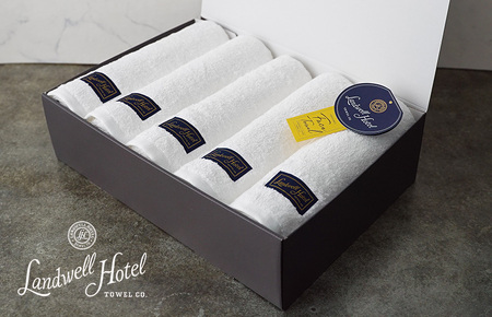 【TVで紹介！】Landwell Hotel フェイスタオル 5枚 ホワイト ギフト 贈り物
