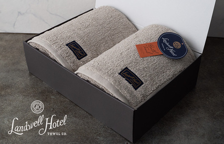 【TVで紹介！】Landwell Hotel バスタオル 2枚 グレー ギフト 贈り物