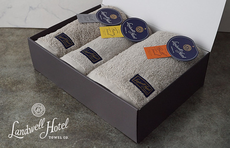【TVで紹介！】Landwell Hotel ギフト 贈り物セット バスタオル フェイスタオル バスマット グレー