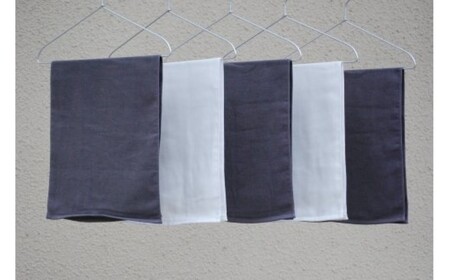 さらっとガーゼとふんわりパイルのモノトーンタオル(チャコールグレー3枚 ホワイト2枚)