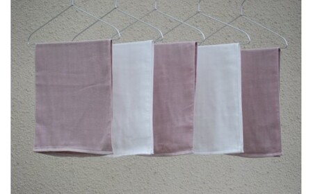 さらっとガーゼとふんわりパイルのモノトーンタオル(スモークピンク3枚 ホワイト2枚)