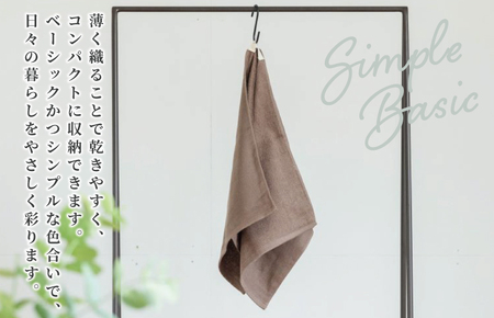 速乾・コンパクト・肌に優しいガーゼ&パイルのループ付フェイスタオル7枚セット ココア