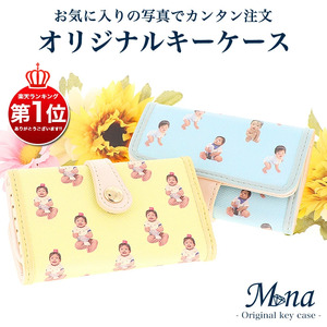 多機能なオリジナルキーケース (スカイブルー)【メモやカードがはさめるポケット付き】[1003]