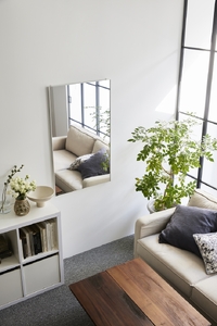 リフェクスミラー姿見 バリエ ダブル (フィルムミラー) RMV-2-PBL (幅60cm×高さ100cm×厚み2cm)ペールブルー｜軽量 割れない 映りがキレイ 鏡 壁掛けミラー 壁付け インテリア [0719]