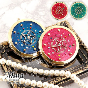 コンパクトミラー 憧れの魔法少女のアイテムのようなデザインに心躍る【スピカ／compact-11】｜ミラー ミニ鏡 手鏡 拡大鏡 携帯 おしゃれ かわいい 丸 オシャレ 手作り ギフト プレゼント コンパクト 上品 魔法 魔女っ子 ゆめかわいい [1068]