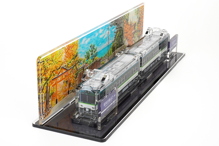 《京阪電車600形 立体組立キット「3Dアクデン」＋「駅名標付き水彩画台座」セット》｜京阪電車 600形 アクリルスタンド 立体組み立てキット アクスタ [1166]