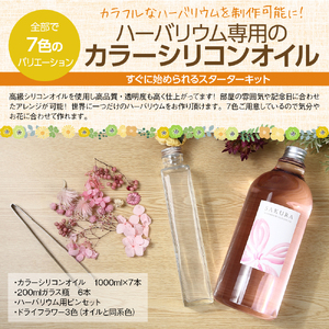 ハーバリウム用カラーシリコンオイル全色Nizi7色セット＋スターターキット｜ドライフラワー ガラス瓶 インテリア 趣味 DIY 自主制作 自由研究 アート デザイン [0545]