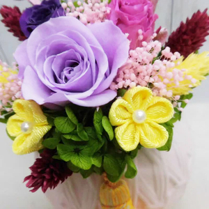 和風手まりアレンジ (パープル)｜プリザーブドフラワー [0502]