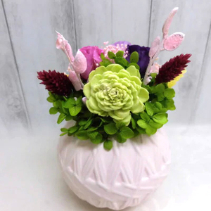 和風手まりアレンジ (パープル)｜プリザーブドフラワー [0502]