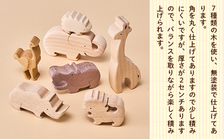 動物つみ木 アフリカ 木工パズル 立体 子供 動物 ヒノキ