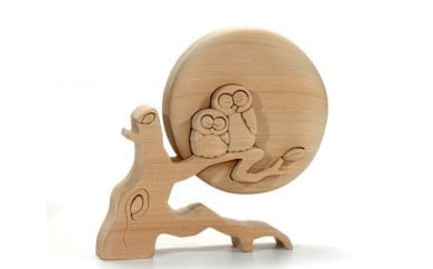 木工パズル フクロウペア 木工パズル　カラーブロック 積み木 積木 つみき 木のおもちゃ 動物つみき バランス ごっこ遊び おもちゃ 木製玩具 知育玩具 男の子 女の子 子供 子ども 国産 安心 安全 出産祝い お祝い 贈り物 日本製 無塗装 ナチュラル 職人 手作り ギフト プレゼント 