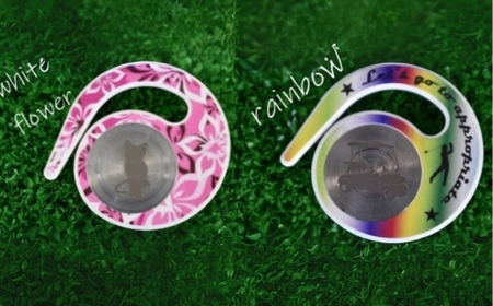 ゴルフマーカー(ハングマーカー)　４つセット　ホワイトフラワー　レオパード　ニーケーピンク　レインボー　ゴルフマーカー ゴルフ 父の日 母の日 ギフト プレゼント 実用的 ゴルフ好き 小物 コンペ 賞品 景品 祝い Present Gift