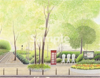 渡辺美香子 版画作品「コートへのプロムナード（大全紙）」