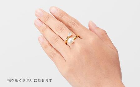 102405-2 「貝パール&キュービックジルコニア」ツインリング