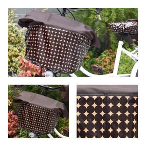 マルチサイズ:無地ダークブラウン×マーブル柄バスケットカバー(自転車前カゴカバー)